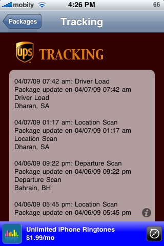 Package Tracker Details